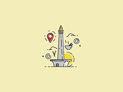 Jakarta flatdesign flaticon graphicdesign icon iconographer illustration illustrator indonesia jakarta monas monument photography