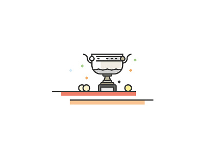 RG flat illustration line art roland garros tennis trophy vector