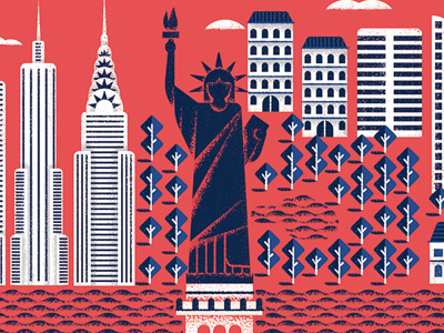 Great Little Place poster elements #2 - New York central park city daniele simonelli dsgn illustration landmark new york skyscraper statue statue of liberty texture