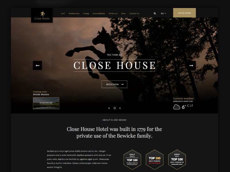 Golf Course Landing Page design golf horse hotel house landing page made with invision sport ui website