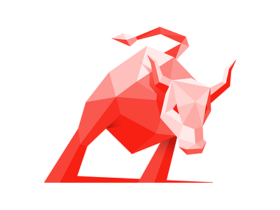 bull poly animal bull illustration low poly poly red