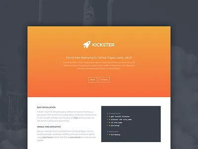 Kickster landing page circle ci deployment github github pages jekyll kickster landing page product page simple