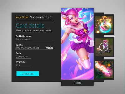 Checkout - Dayliui002 checkout dayli dayliui design league of legends lux star guardian ui user interface ux web