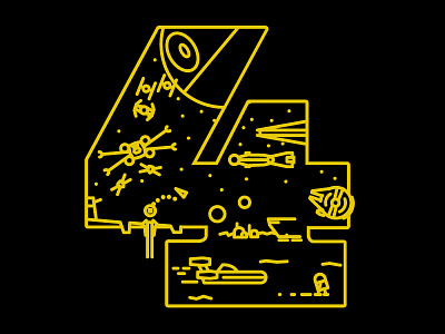 Star Wars Episode 4 death star episode 1 falcon illustration minimal r2d2 scifi star wars vector x wing