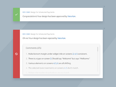Flash Message :: Daily UI - 011 011 comments confirmation daily design review flash message modal review status ui