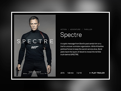 Shot 049 - Movie Card cinema dark date interface location media movie play rating time ui user