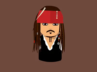 I want to introduce you Jack Sparrow. Captain Jack Sparrow! beard character famous flat illustration vector