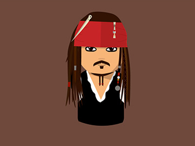 I want to introduce you Jack Sparrow. Captain Jack Sparrow! beard character famous flat illustration vector