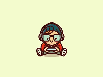 Gamer cute fun game gamer icon illustration kid play talent