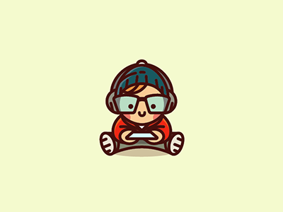 Gamer cute fun game gamer icon illustration kid play talent