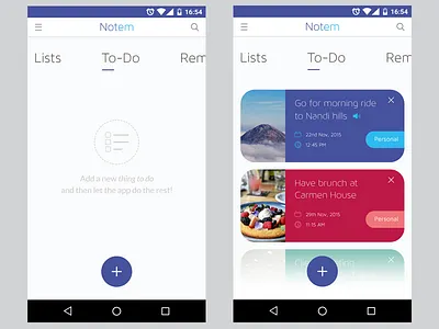 Notes App Concept android card layout mobile notes