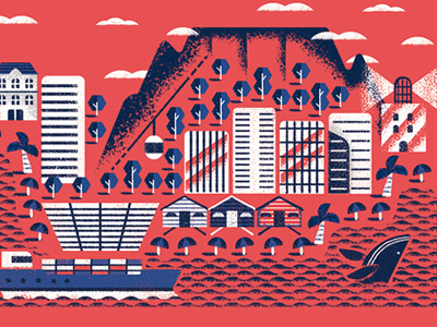 Great Little Place poster elements #5 - Capetown beach capetown city daniele simonelli dsgn illustration landmark lighthouse ship south africa texture whale