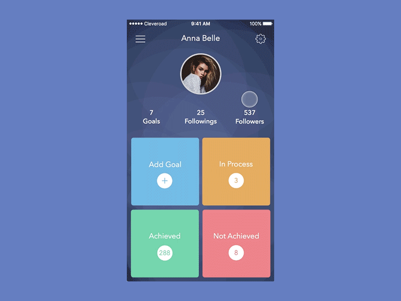 Goal App Animation app checklist gif goal list menu principle profile task time to do ui