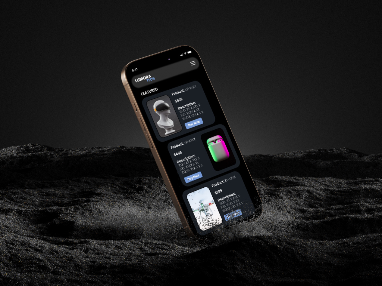 Dark Themed version of Futuristic Tech E-Commerce App Concept concept concept design e commerce graphic design ui ux