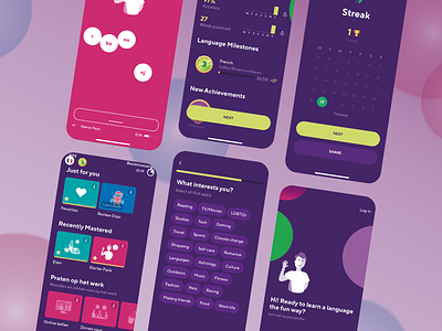 Language Learning App app app interface design educational app gamified app interactive learning language learning mobile app design mobile ui mobile ux modern pesonalized learning progress tracking ui ui design user friendly user engagement ux ux design uxui