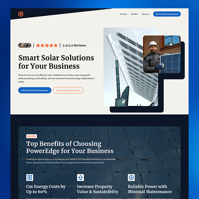 PowerEdge Solar 🏢 | Commercial Solar Website Design landing page modern solar solar company solar company website solar energy solar energy website solar website solar website design web design website website design