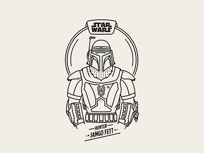 Jango Fett armor beard episode gun hunter illustration jangofett light soldier starwars vector wars