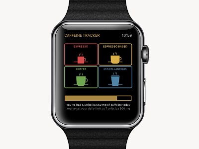 Caffeine Tracker app apple watch coffee color scheme ui