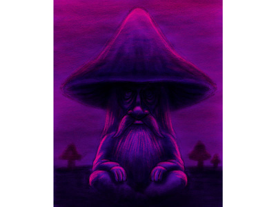 Mr. Mushroom Man beard drawing limited palette mushroom psychedelic sketch