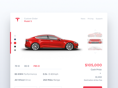 Customize Product - Day 033 #dailyui car cart custom customize dailyui item product shop tesla