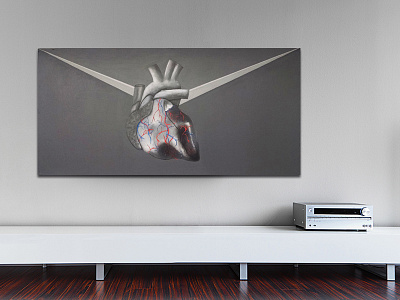 BumBum acrylic art contemporary geometric gray heart mexico mockup painting symmetry wood