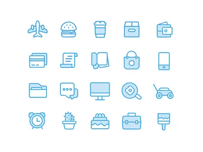 Blue Icons from Personal Assistant App app blue clean flat icons ios line minimal mobile payment wallet