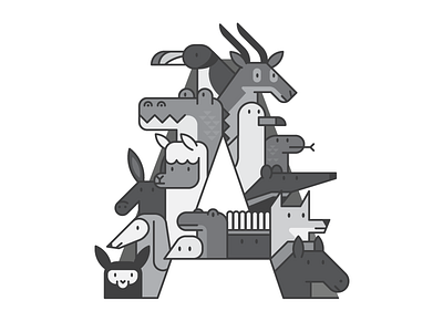 A Is For... animals graphic alphabet illustration typography