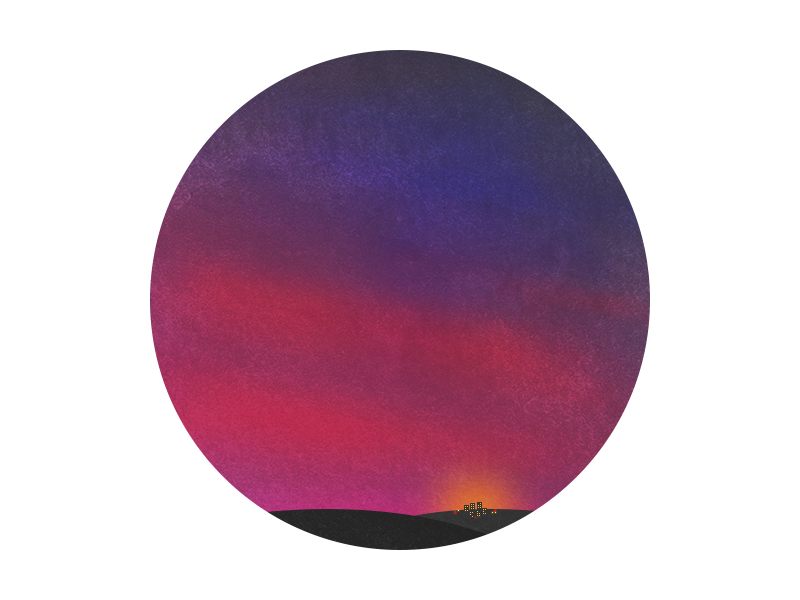 Dusk blue glare red sky sunset town violet