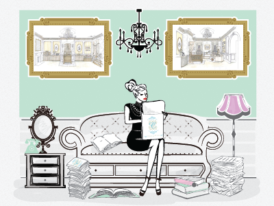 lady sitting on sofa brands drawing fashion hess illustration lady megan sofa