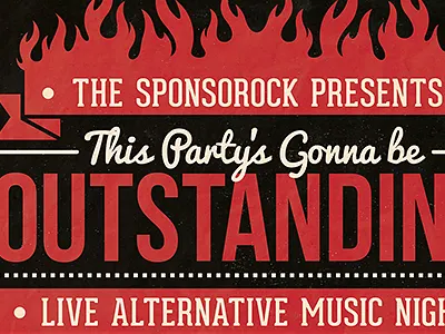 Off the Hook - Flyer & Poster alternative fire flames gig indie photoshop print template psd rock typography