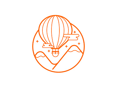 Tourism ballon icon illustration landscape mountains orange outline stroke tourism