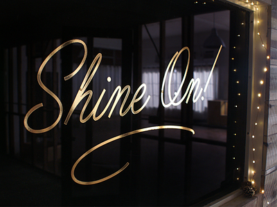 Shine On Gold Decal brand christmas decal gift gold holiday logo present tag