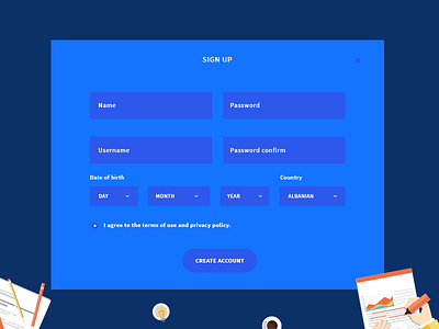 Sign-Up Form blue form interface minimal signup simple ui ux webdesign