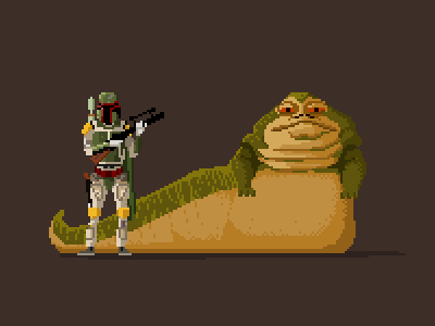 These two 16bit 8bit boba fett jabba lucas pixel art pixelart retro star wars starwars