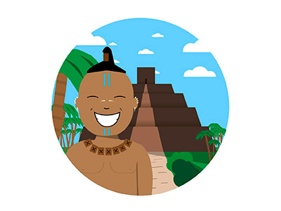 Hallo from past! character flat illustration modern vector