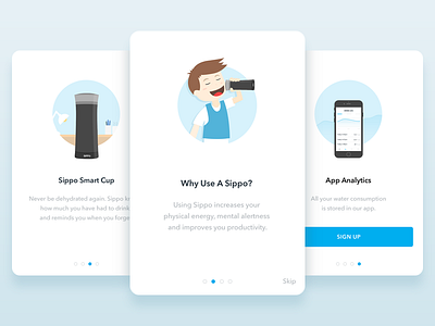 Walkthrough Illustrations app clean hydration illustrations ios sippo walkthrough