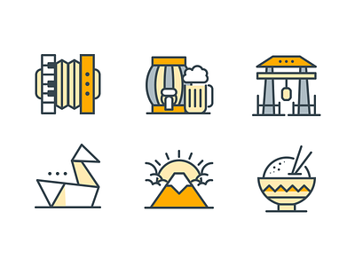 Funline Icons Culture beer culture filled flat icon icons line mountain origami set