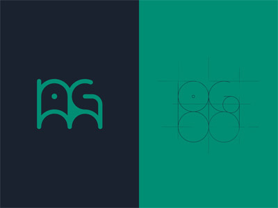 Maurits.G Logo a logo blue colours g logo geometric green logo m logo maurits.g