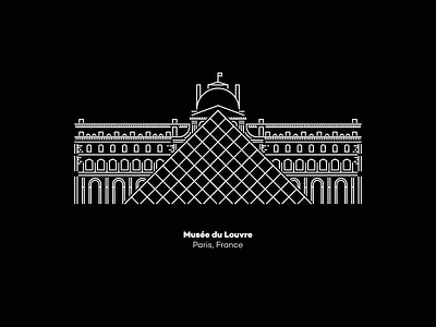 Musée du Louvre building city flat icon iconography illustration landmark line louvre minimal paris