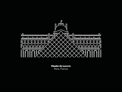 Musée du Louvre building city flat icon iconography illustration landmark line louvre minimal paris