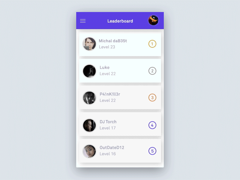 Leaderboard concept app clean concept dailyui leaderboard minimal mobile principle simple ui ux