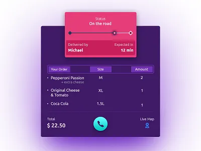 Delivery Card concept delivery design details flat info material order steps tracking ui ux