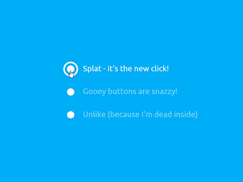 SVG Splat Radio Button animation click component goo gooey tools gsap radio splat svg ui