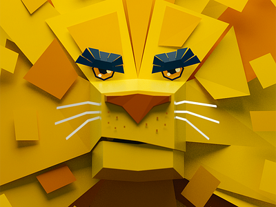 Lion adobe blender3d c4d lion lowpoly modeling yellow