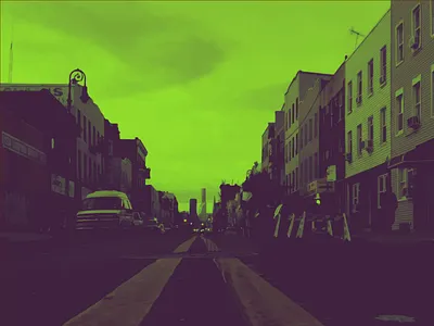 Psychedelic Brooklyn green grey psychedelic world trade