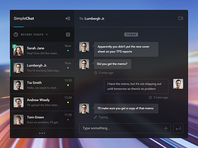 Simple Chat UI app chat clean dark minimal ui web