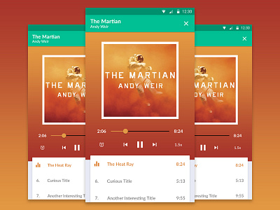 Concept app for audiobooks app audio book design flat material player ui ux