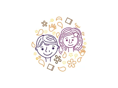 Muddy puddles boy florals flower girl hand illustration kids muddy nursery school