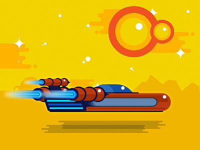 Tatooine Speeder desert flat hot icon illustration new hope speeder star wars tatooine vectors