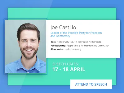 Speaker Profile card conference forum meeting person profile speaker speech web